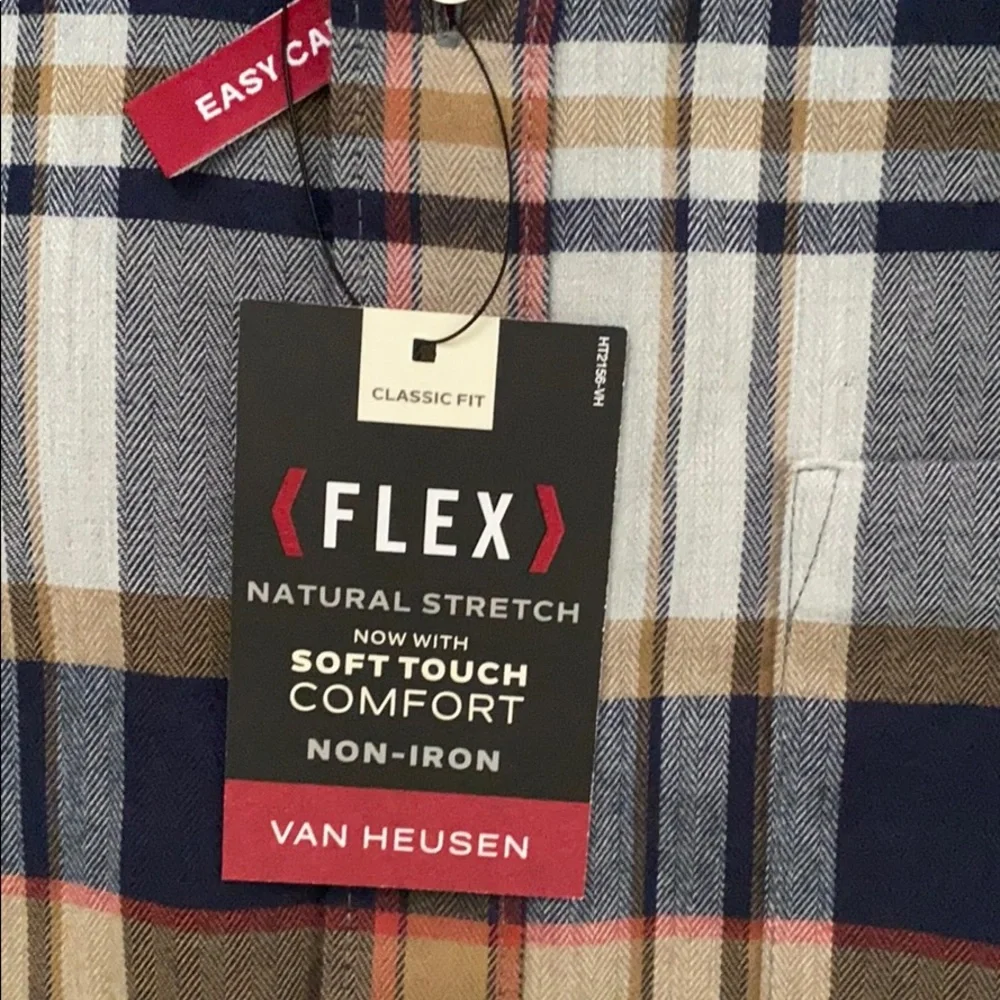 Van Heusen flex plaid longsleeve button down shirt size small 14-14.5